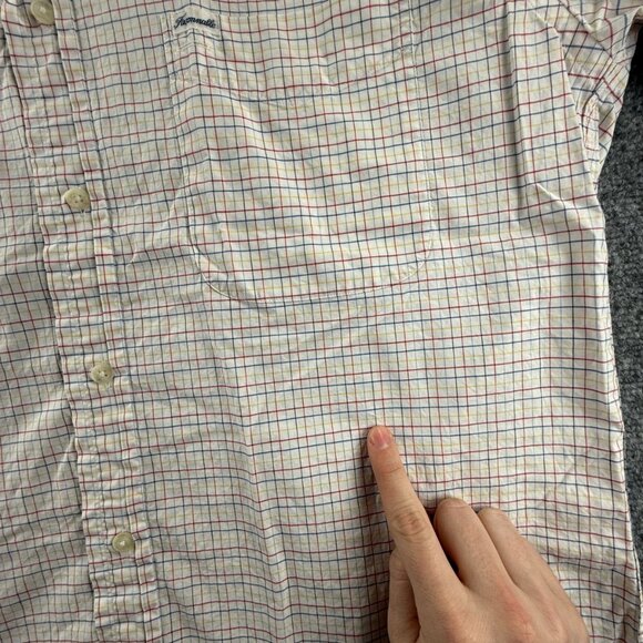 Faconnable Lightweight Red White Check Button-Down All Cotton Medium French Mens - Picture 12 of 13